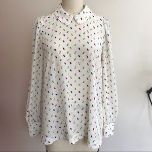 Kate Spade Peter Pan Collar Long Sleeve Blouse